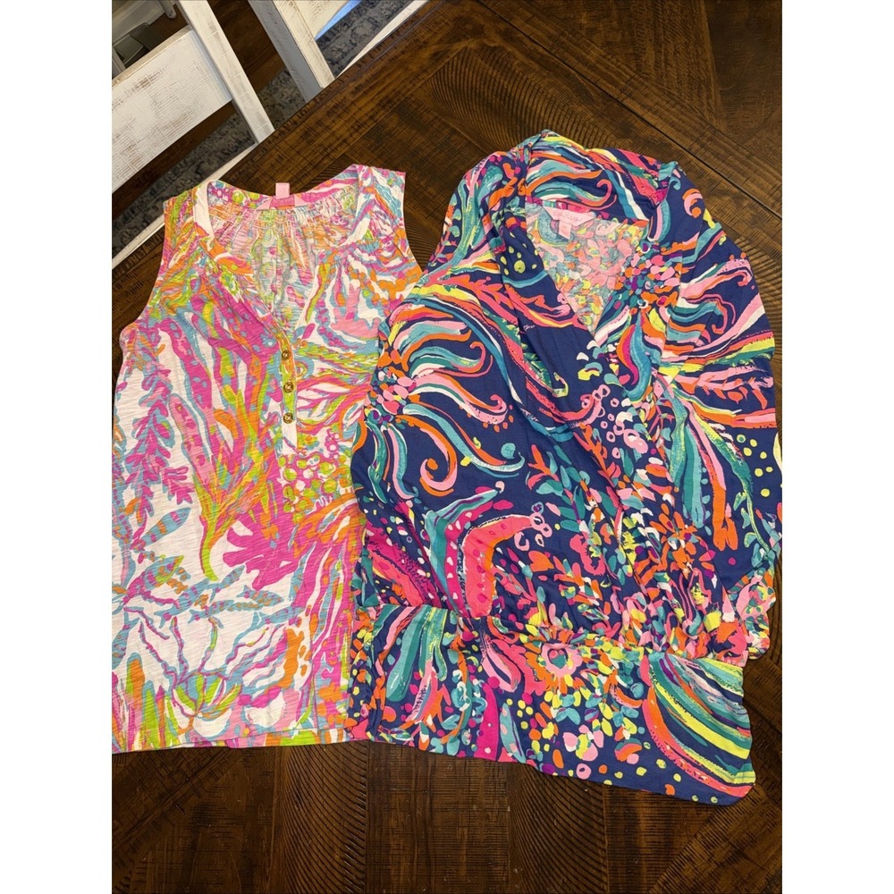 Lilly Pulitzer Lot Of 2 XS Blouses Tops Beach Resortwear Summer Sleeveless‎